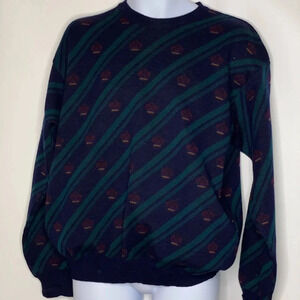 Vintage Tricots St Raphael Wool Sweater Grandpa Sweater Pullover striped crown M